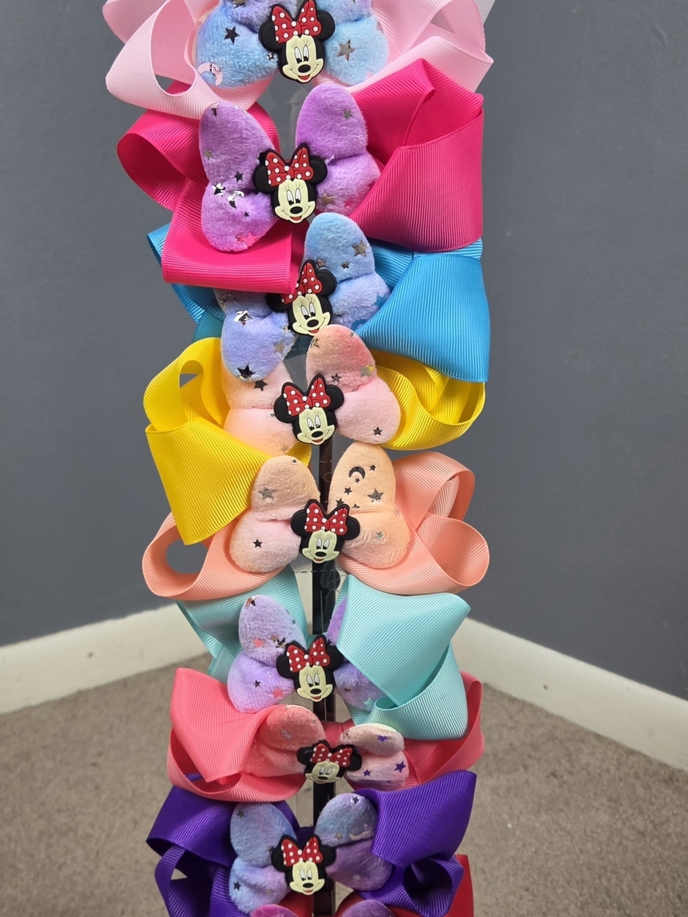 Minnie Mouse Plush Bow Hair Clip - Assorted Pastel Colors